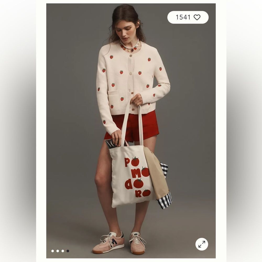 Anthropologie NVLT Strawberry Print Knit Lady Jacket